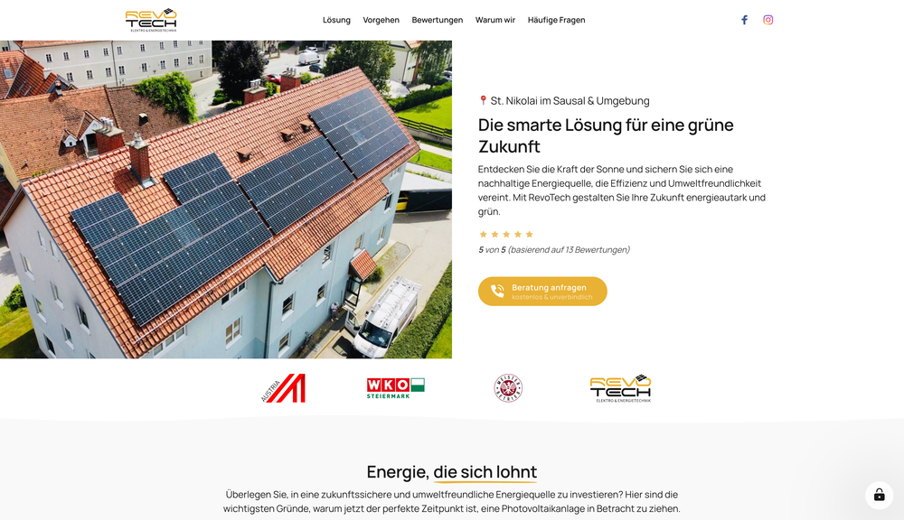 landing.revo tech.at Screenshot – Maris Digital